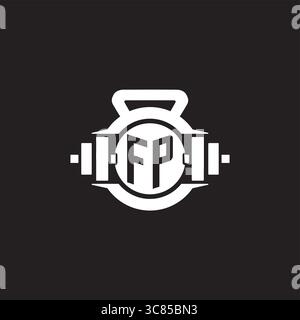 Initial FP logo design ideas with simple dumbbell and kettlebell icon vector graphic vector graphic Stock Vector