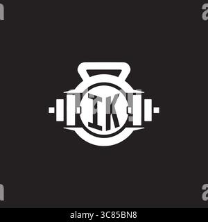 Initial IK logo design ideas with simple dumbbell and kettlebell icon vector graphic vector graphic Stock Vector