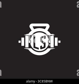 Initial LS logo design ideas with simple dumbbell and kettlebell icon vector graphic vector graphic Stock Vector