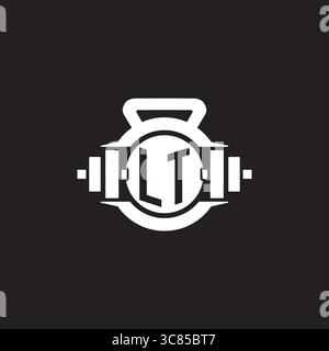 Initial LT logo design ideas with simple dumbbell and kettlebell icon vector graphic vector graphic Stock Vector