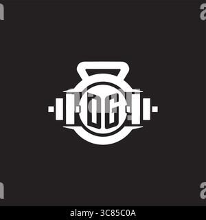Initial DG logo design ideas with simple dumbbell and kettlebell icon vector graphic vector graphic Stock Vector
