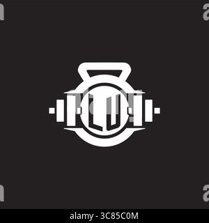 Initial LU logo design ideas with simple dumbbell and kettlebell icon vector graphic vector graphic Stock Vector