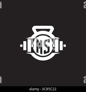 Initial MS logo design ideas with simple dumbbell and kettlebell icon vector graphic vector graphic Stock Vector