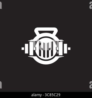 Initial HH logo design ideas with simple dumbbell and kettlebell icon vector graphic vector graphic Stock Vector