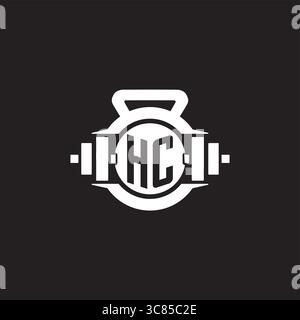 Initial HC logo design ideas with simple dumbbell and kettlebell icon vector graphic vector graphic Stock Vector