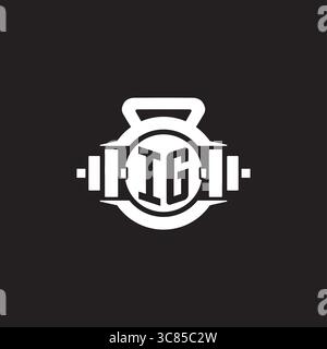 Initial IG logo design ideas with simple dumbbell and kettlebell icon vector graphic vector graphic Stock Vector