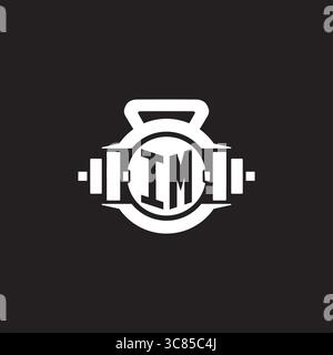 Initial IM logo design ideas with simple dumbbell and kettlebell icon vector graphic vector graphic Stock Vector