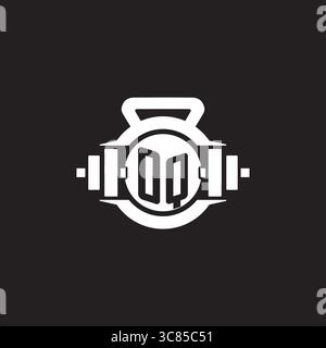 Initial OQ logo design ideas with simple dumbbell and kettlebell icon vector graphic vector graphic Stock Vector