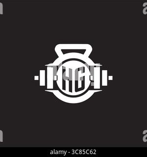 Initial HG logo design ideas with simple dumbbell and kettlebell icon vector graphic vector graphic Stock Vector