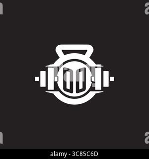 Initial OO logo design ideas with simple dumbbell and kettlebell icon vector graphic vector graphic Stock Vector