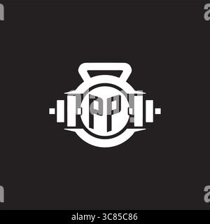 Initial PP logo design ideas with simple dumbbell and kettlebell icon vector graphic vector graphic Stock Vector