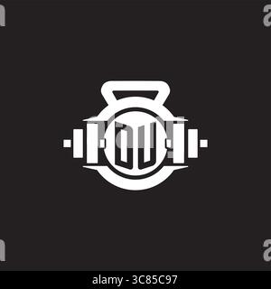 Initial DU logo design ideas with simple dumbbell and kettlebell icon vector graphic vector graphic Stock Vector
