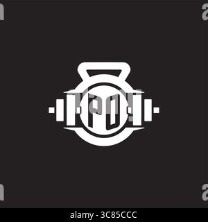 Initial PO logo design ideas with simple dumbbell and kettlebell icon vector graphic vector graphic Stock Vector