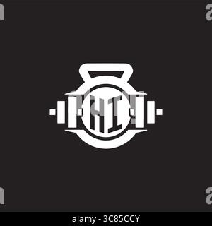 Initial HI logo design ideas with simple dumbbell and kettlebell icon vector graphic vector graphic Stock Vector