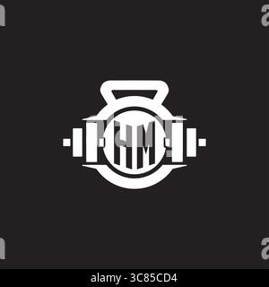 Initial HM logo design ideas with simple dumbbell and kettlebell icon vector graphic vector graphic Stock Vector