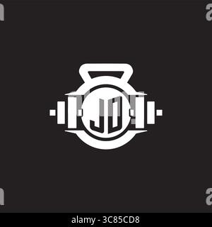 Initial JD logo design ideas with simple dumbbell and kettlebell icon vector graphic vector graphic Stock Vector