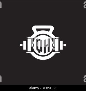 Initial QH logo design ideas with simple dumbbell and kettlebell icon vector graphic vector graphic Stock Vector