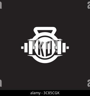 Initial KD logo design ideas with simple dumbbell and kettlebell icon vector graphic vector graphic Stock Vector