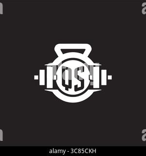 Initial QS logo design ideas with simple dumbbell and kettlebell icon vector graphic vector graphic Stock Vector