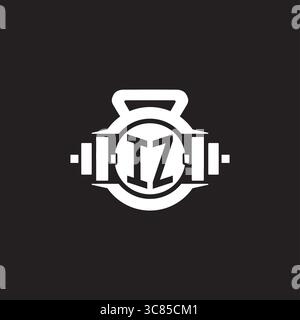 Initial IZ logo design ideas with simple dumbbell and kettlebell icon vector graphic vector graphic Stock Vector