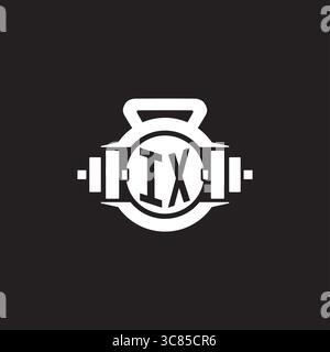 Initial IX logo design ideas with simple dumbbell and kettlebell icon vector graphic vector graphic Stock Vector