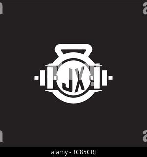 Initial JX logo design ideas with simple dumbbell and kettlebell icon vector graphic vector graphic Stock Vector