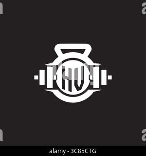 Initial HV logo design ideas with simple dumbbell and kettlebell icon vector graphic vector graphic Stock Vector