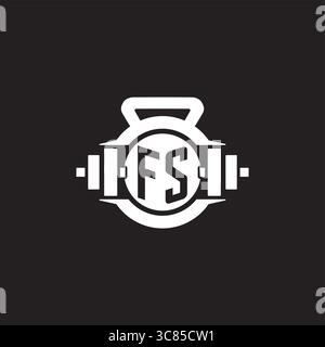 Initial FS logo design ideas with simple dumbbell and kettlebell icon vector graphic vector graphic Stock Vector
