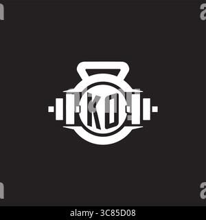 Initial KO logo design ideas with simple dumbbell and kettlebell icon vector graphic vector graphic Stock Vector