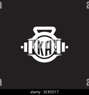 Initial KA logo design ideas with simple dumbbell and kettlebell icon vector graphic vector graphic Stock Vector