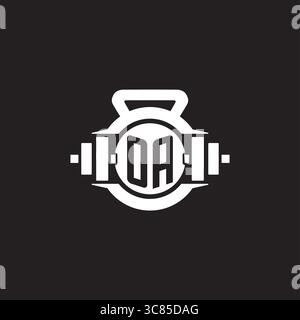 Initial OA logo design ideas with simple dumbbell and kettlebell icon vector graphic vector graphic Stock Vector