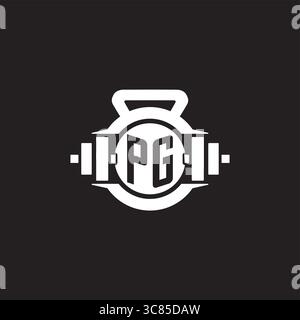 Initial PG logo design ideas with simple dumbbell and kettlebell icon vector graphic vector graphic Stock Vector