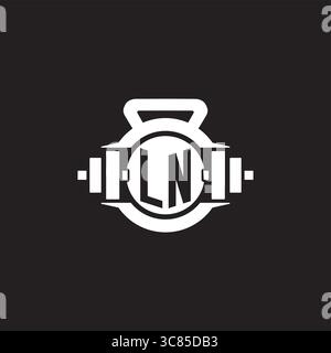 Initial LN logo design ideas with simple dumbbell and kettlebell icon vector graphic vector graphic Stock Vector