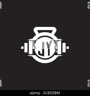Initial JY logo design ideas with simple dumbbell and kettlebell icon vector graphic vector graphic Stock Vector
