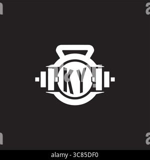 Initial KY logo design ideas with simple dumbbell and kettlebell icon vector graphic vector graphic Stock Vector