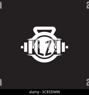 Initial LZ logo design ideas with simple dumbbell and kettlebell icon vector graphic vector graphic Stock Vector