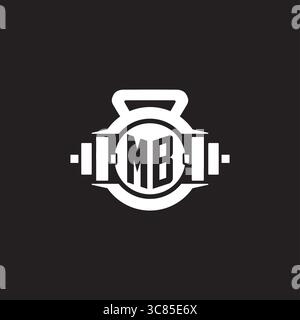 Initial MB logo design ideas with simple dumbbell and kettlebell icon vector graphic vector graphic Stock Vector