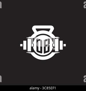 Initial OB logo design ideas with simple dumbbell and kettlebell icon vector graphic vector graphic Stock Vector