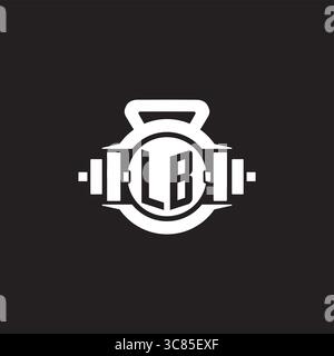 Initial LB logo design ideas with simple dumbbell and kettlebell icon vector graphic vector graphic Stock Vector