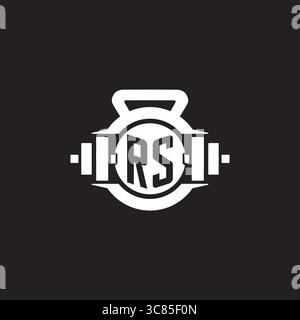 Initial RS logo design ideas with simple dumbbell and kettlebell icon vector graphic vector graphic Stock Vector