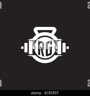 Initial RG logo design ideas with simple dumbbell and kettlebell icon vector graphic vector graphic Stock Vector