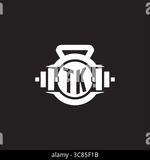Initial TK logo design ideas with simple dumbbell and kettlebell icon vector graphic vector graphic Stock Vector