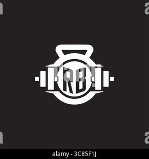 Initial RB logo design ideas with simple dumbbell and kettlebell icon vector graphic vector graphic Stock Vector