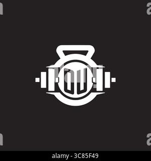 Initial OU logo design ideas with simple dumbbell and kettlebell icon vector graphic vector graphic Stock Vector