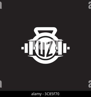 Initial UZ logo design ideas with simple dumbbell and kettlebell icon vector graphic vector graphic Stock Vector