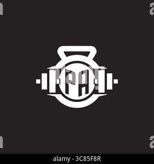 Initial PA logo design ideas with simple dumbbell and kettlebell icon vector graphic vector graphic Stock Vector