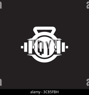 Initial QY logo design ideas with simple dumbbell and kettlebell icon vector graphic vector graphic Stock Vector