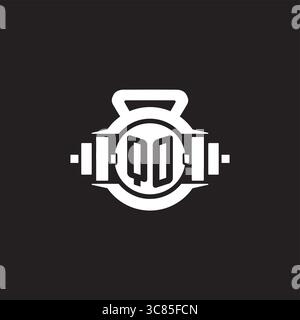 Initial QO logo design ideas with simple dumbbell and kettlebell icon vector graphic vector graphic Stock Vector