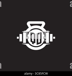 Initial QD logo design ideas with simple dumbbell and kettlebell icon vector graphic vector graphic Stock Vector