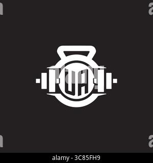 Initial UA logo design ideas with simple dumbbell and kettlebell icon vector graphic vector graphic Stock Vector
